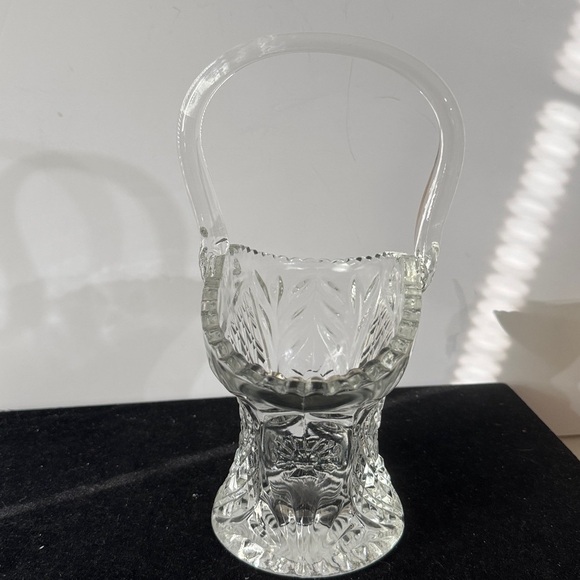 Vintage Princess House Diamond Cut Crystal Glass Basket With Handle 10”x 7.5” - Picture 4 of 8